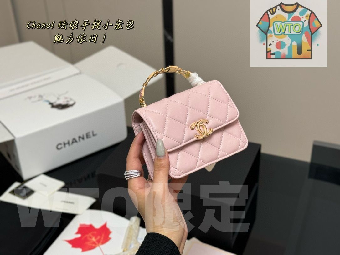 WTO通販 シャネル エナメルハンドル ミニバッグ コインケース リップケース シルバーチェーン 折りたたみボックス付き -WTO輸入-IOZ 34