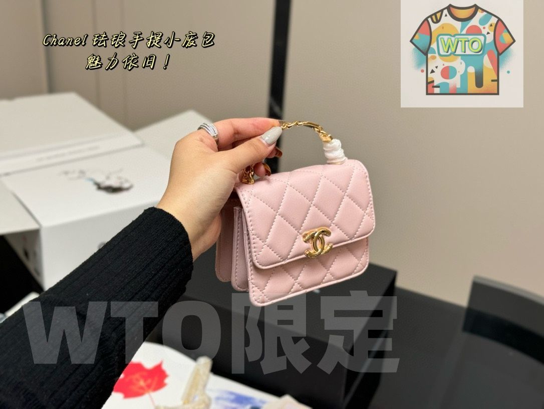 シャネル エナメルハンドル ミニバッグ コインケース リップケース 13×10cm シルバーチェーン 折りたたみボックス付き -WT0輸入