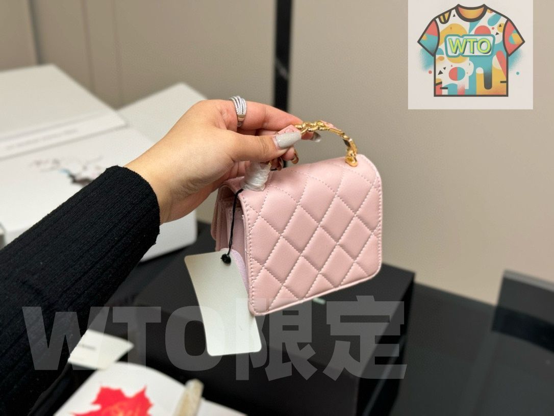  WTO通販 シャネル エナメルハンドル ミニバッグ コインケース リップケース シルバーチェーン 折りたたみボックス付き -WTO輸入-IOZ 34 二つ折り財布 折り財布