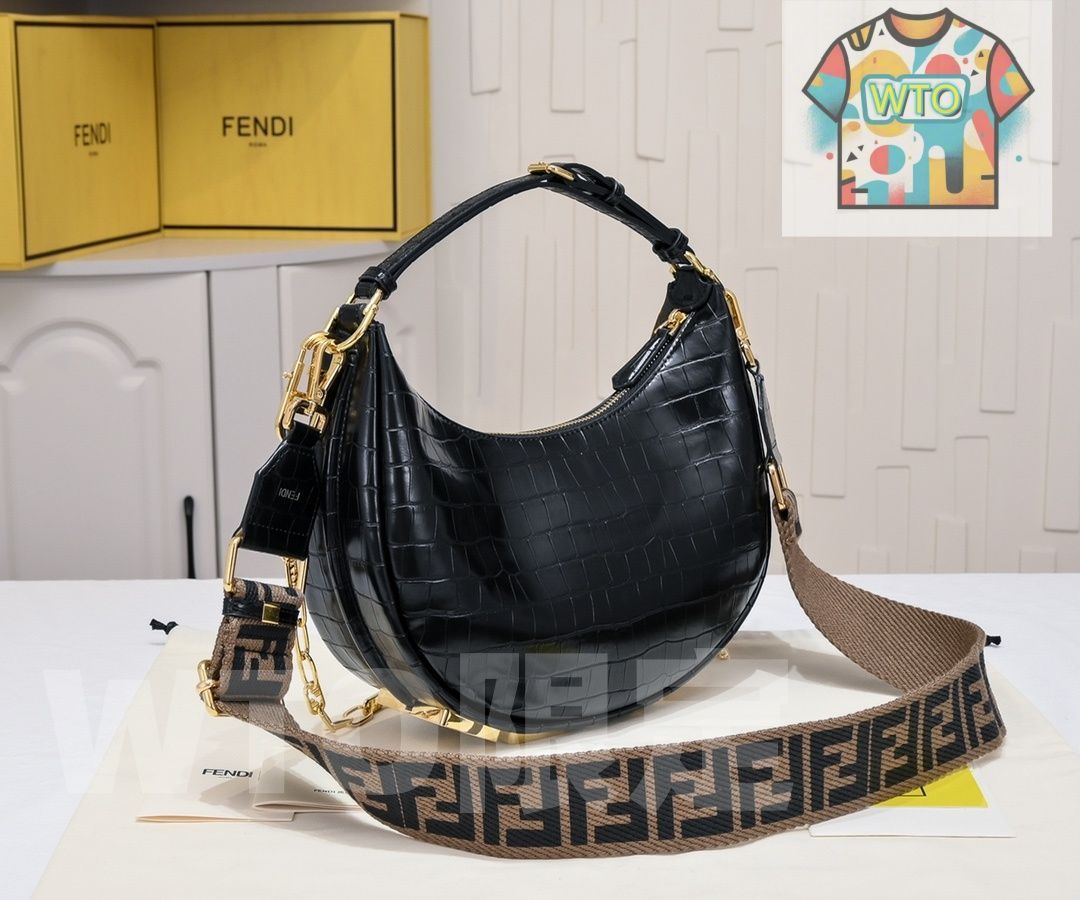 WTO通販 ワニ革調ムーン型アンダーアームバッグ FEND 1風 おしゃれで大容量 シンプルデザイン 感ある羊筋皮革 -WTO輸入-FLL 38