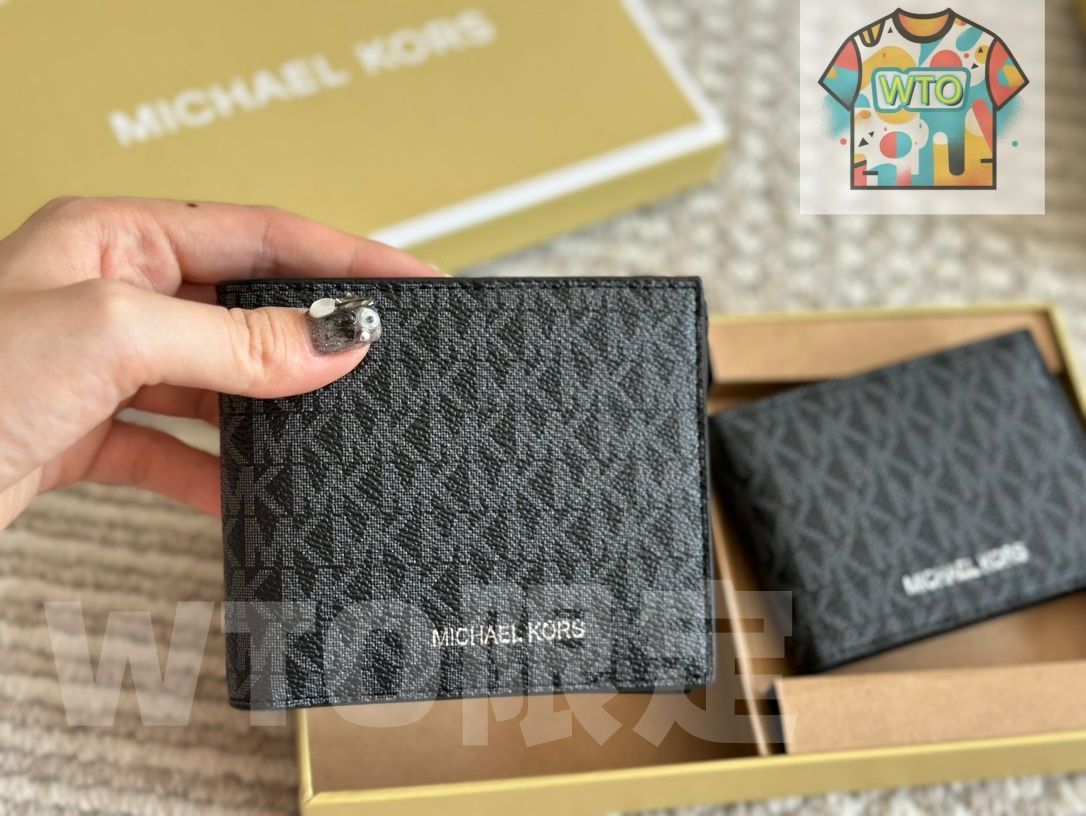  WTO通販 マイケルコース メンズウォレットセット ウォレット＆キーホルダー ギフトボックス付き -WTO輸入-KFX 92 長財布 小物