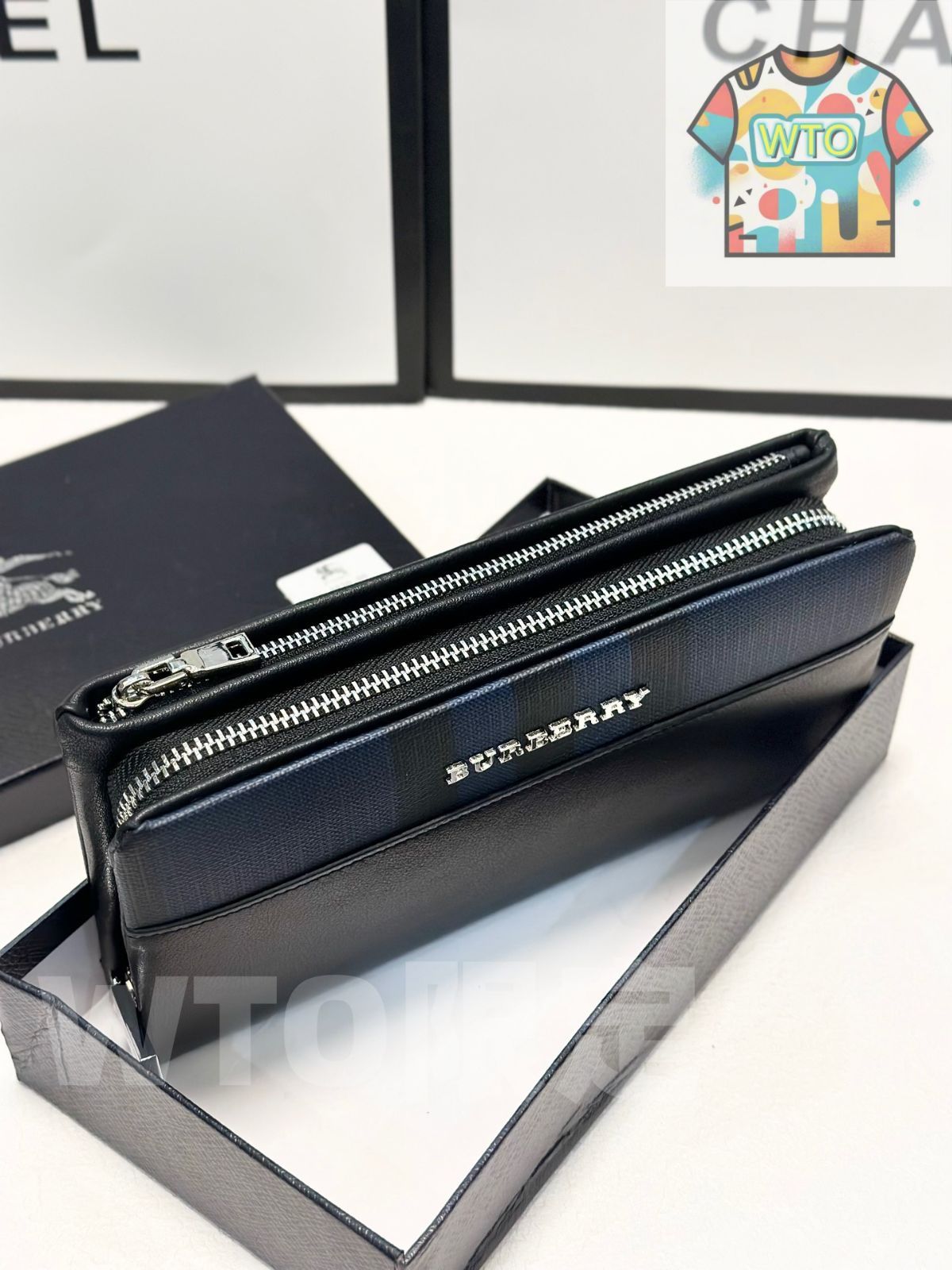 シンプルな バーバリー メンズ レザー ハンドバッグ 21×11cm 高品質レザー ボックス付き