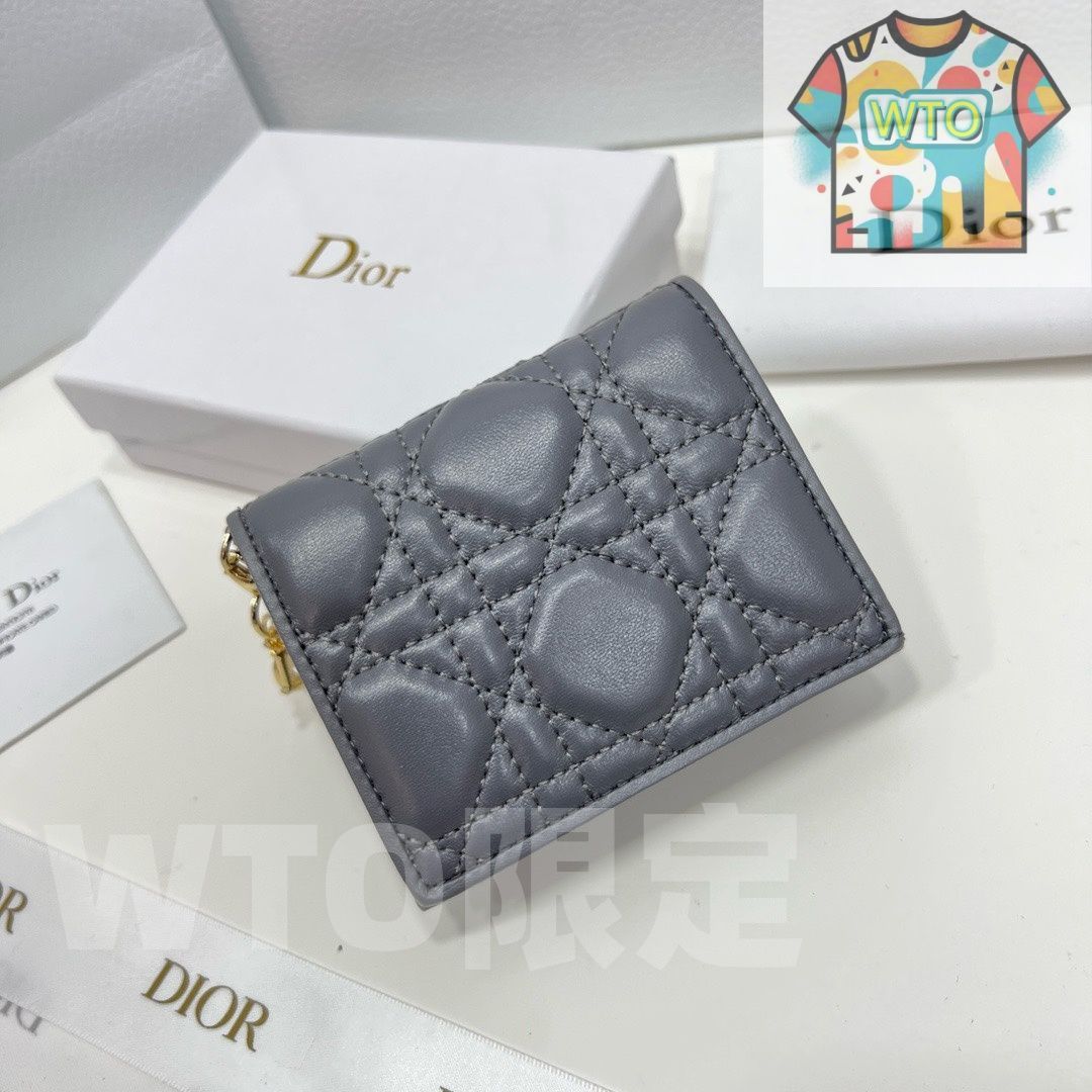 WTO通販 Dior ミニレディディオール財布 秋冬 ブラック ピンク グレー 藤編みステッチデザイン -WTO輸入-MZH29