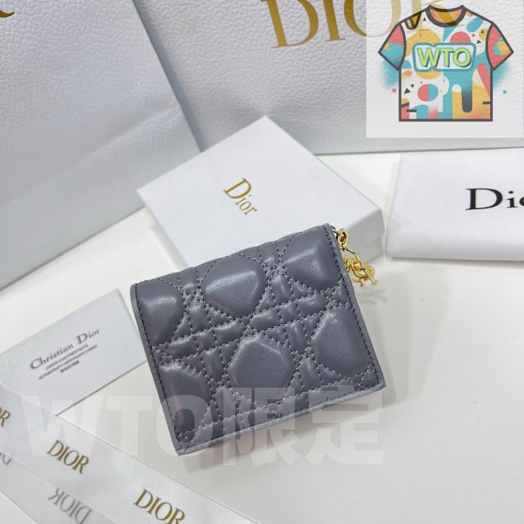 WTO通販 Dior ミニレディディオール財布 秋冬 ブラック ピンク グレー 藤編みステッチデザイン -WTO輸入-MZH29