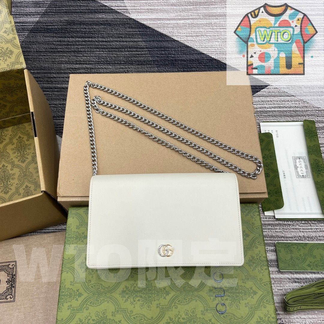 WTO通販 GGマーモント チェーンウォレット ホワイトレザー ボックス付き -WTO輸入-TDG89