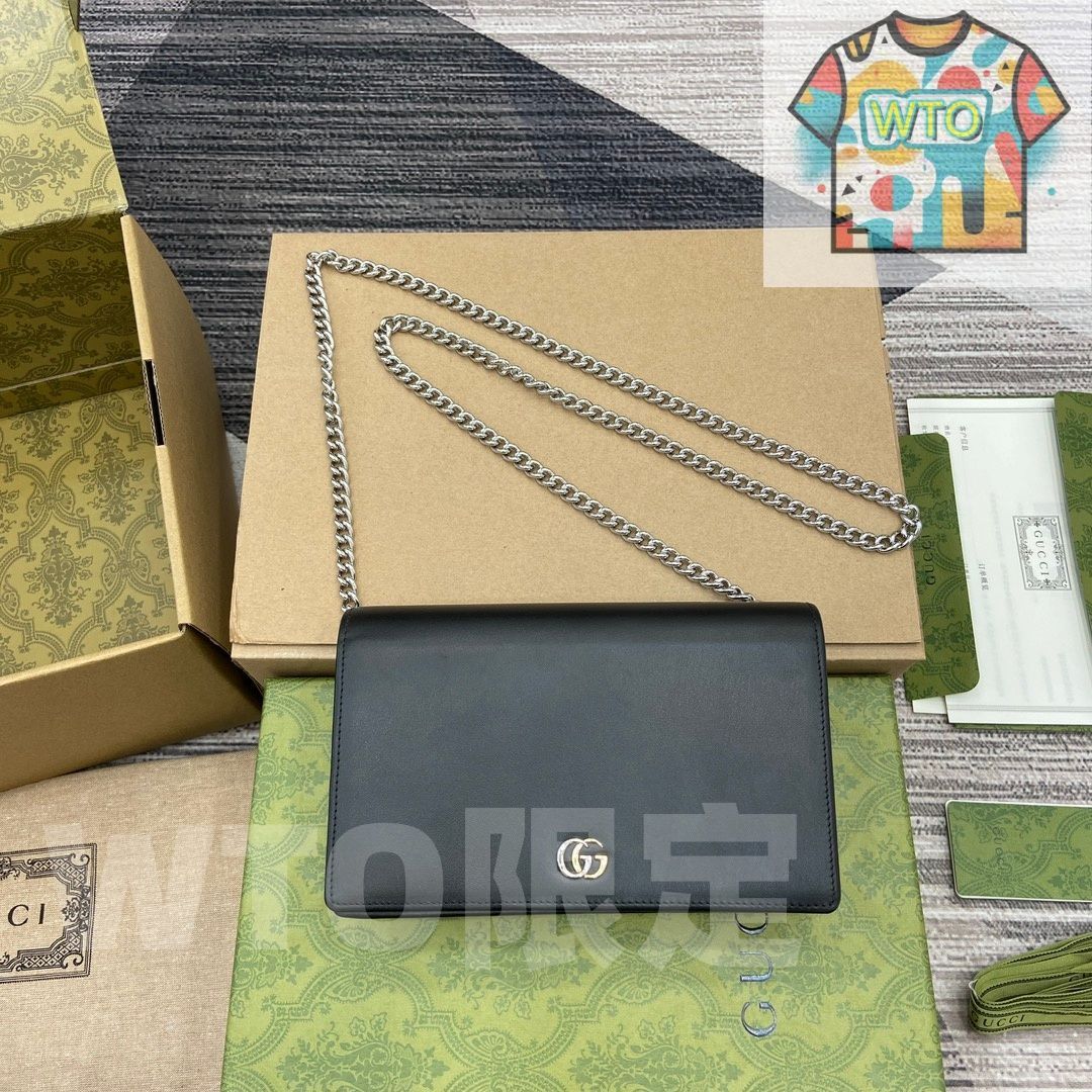 WTO通販 GGマーモント チェーンウォレット ブラックレザー ボックス付き -WTO輸入-GNK80