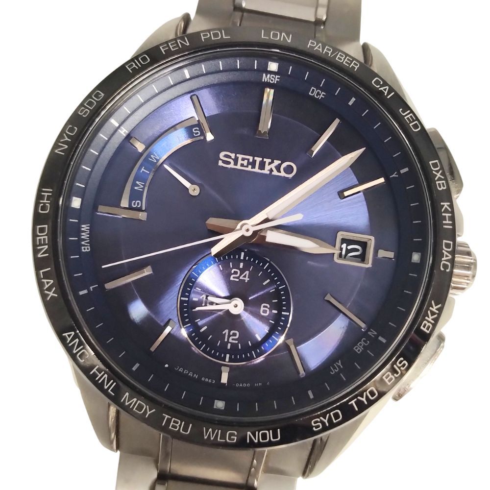 SEIKO セイコー 8B63-0AB0 ブライツ フライトエキスパート デュアルタイム 電波ソーラー チタン メンズ 腕時計 C856