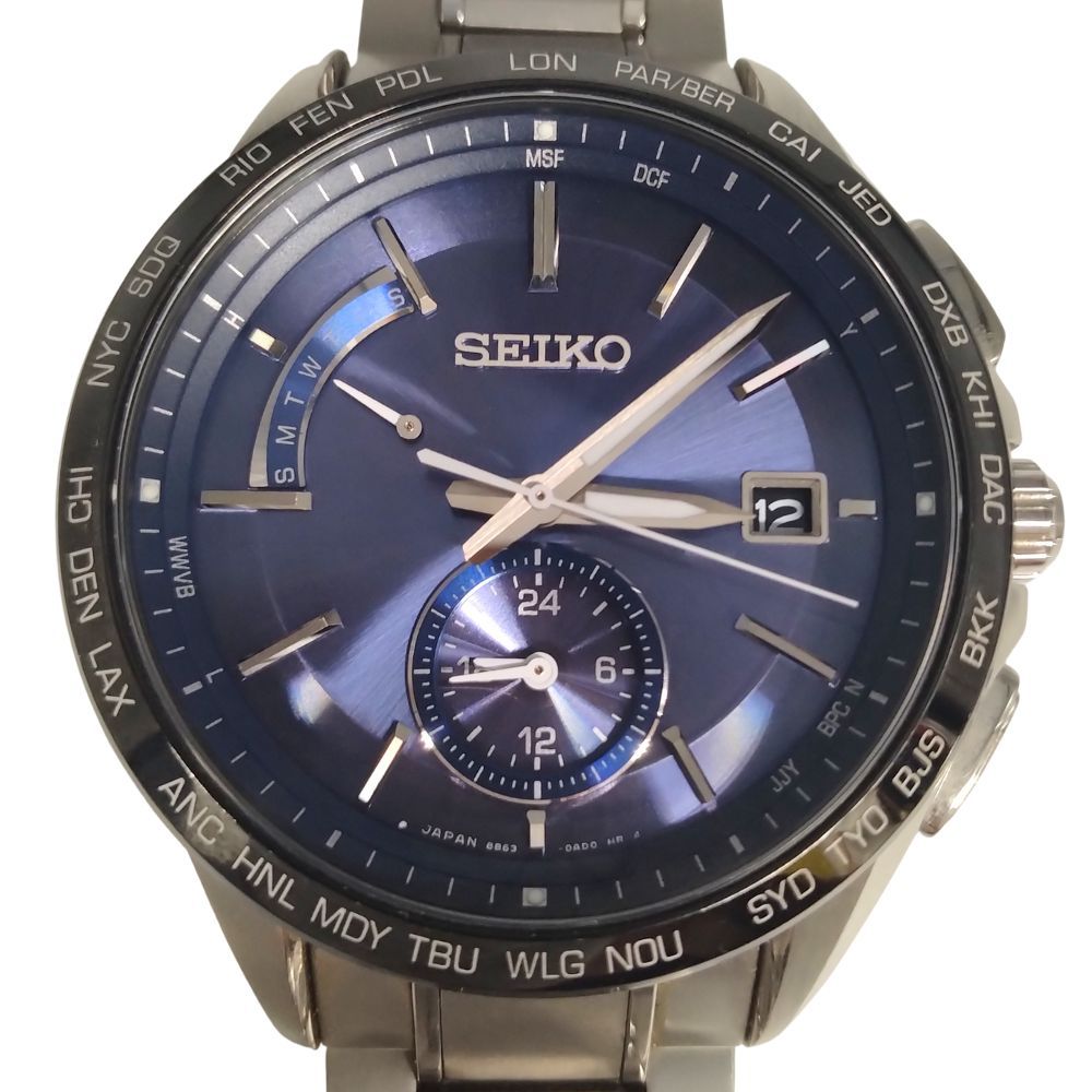 SEIKO セイコー 8B63-0AB0 ブライツ フライトエキスパート デュアルタイム 電波ソーラー チタン メンズ 腕時計 C856