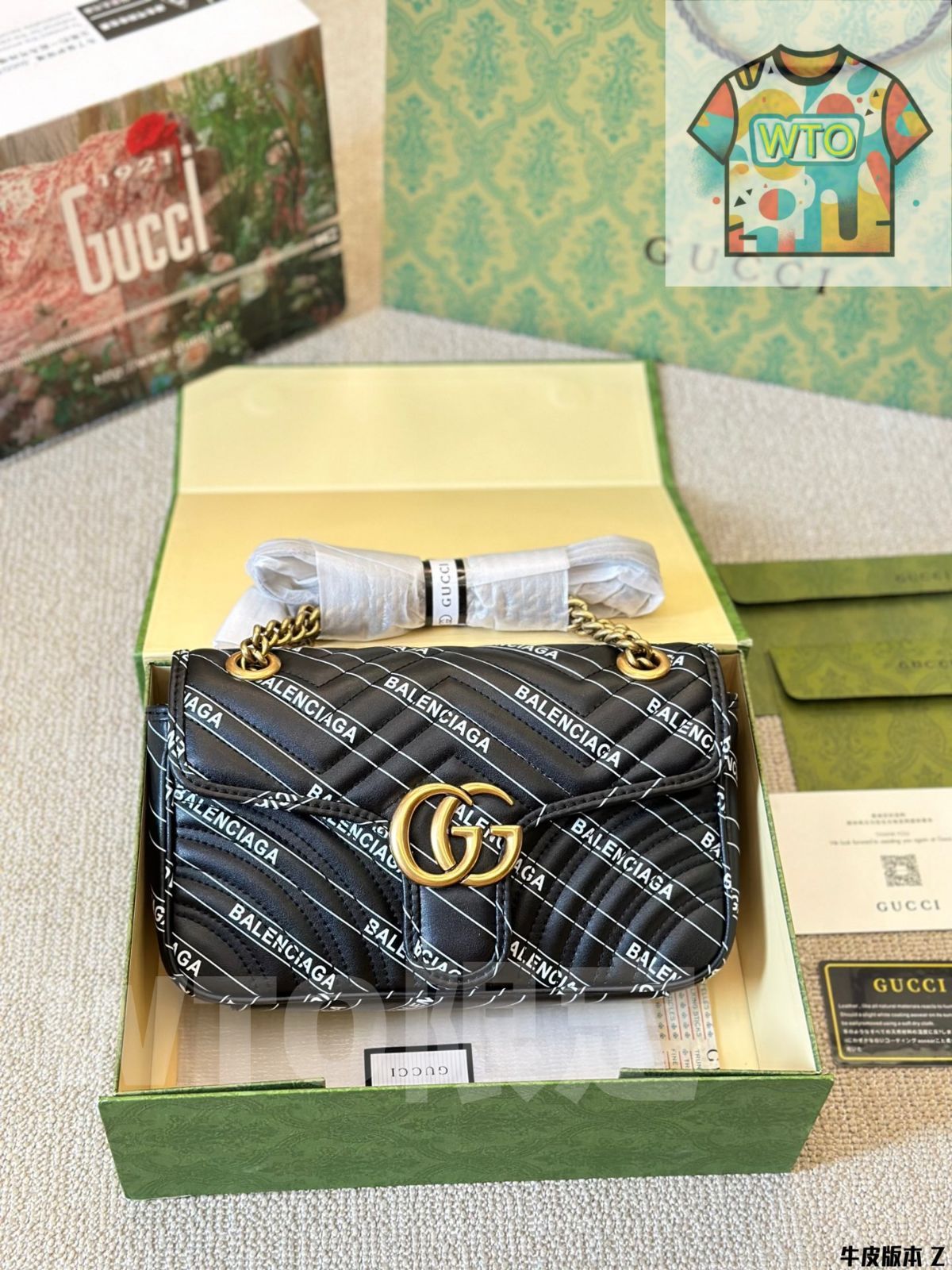 WTO通販 GUCCI マーモント シングルショルダーバッグ レザーバージョン 26cm 感あるデザイン -WTO輸入-IMN30