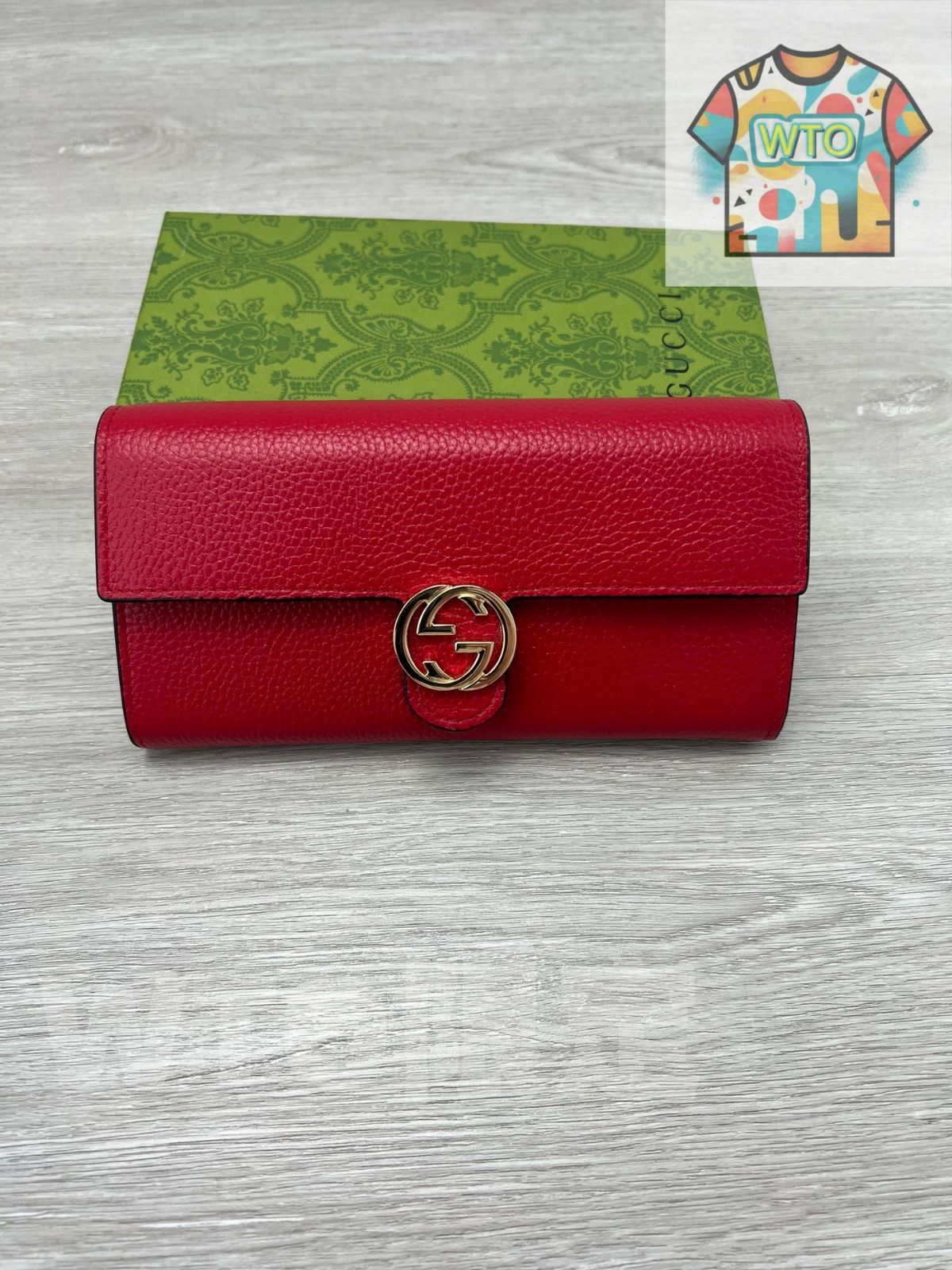 WTO通販 GGスエードレザー ロングウォレット レッド イタリア製 環境配慮型レザー -WTO輸入-NNE54
