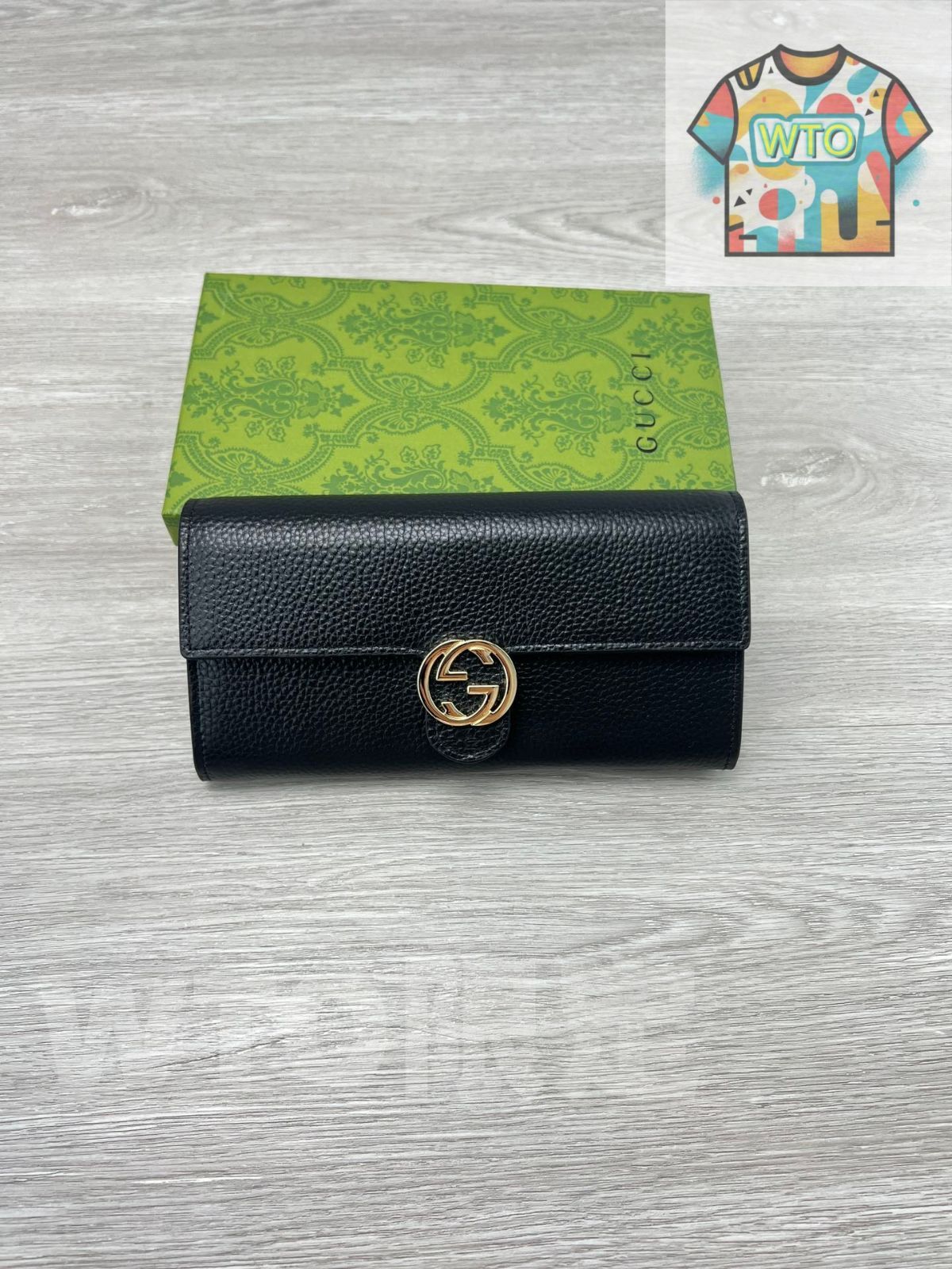 WTO通販 GGスエードレザー ロングウォレット ブラック イタリア製 環境配慮型レザー -WTO輸入-ISC94