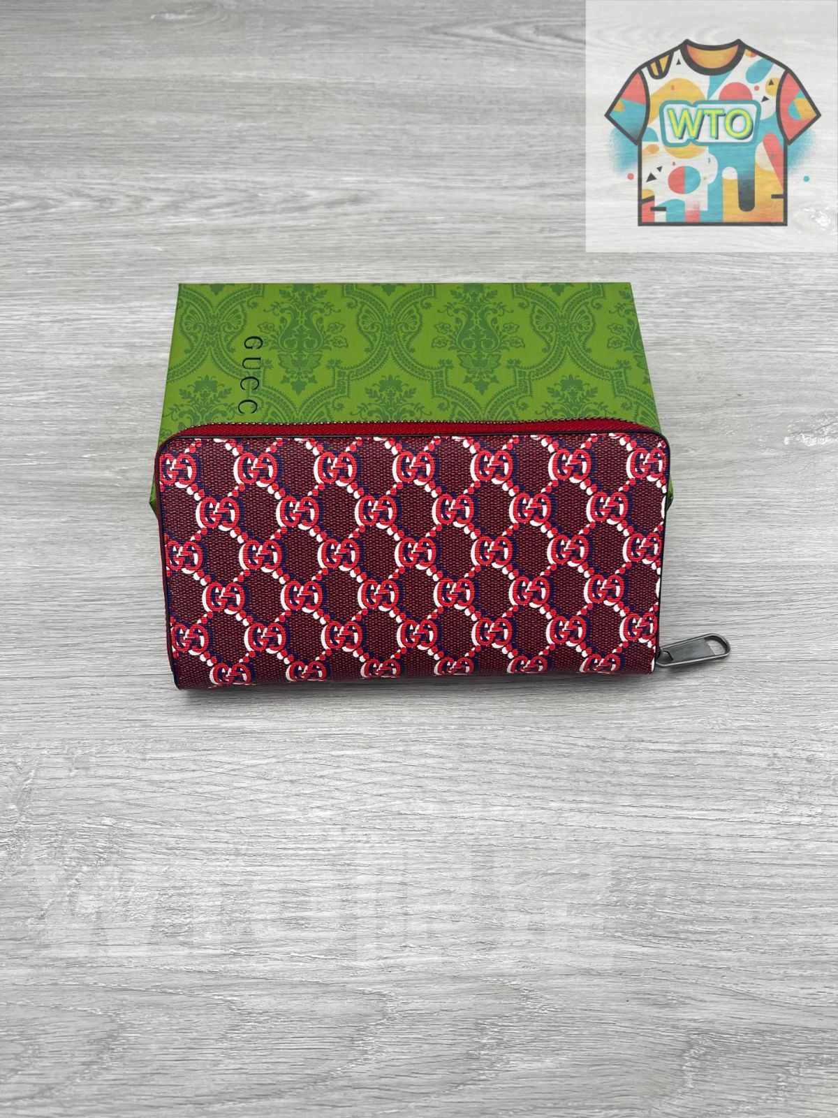WTO通販 GGシャドウ フルジップウォレット レッド デザイン -WTO輸入-MNN72