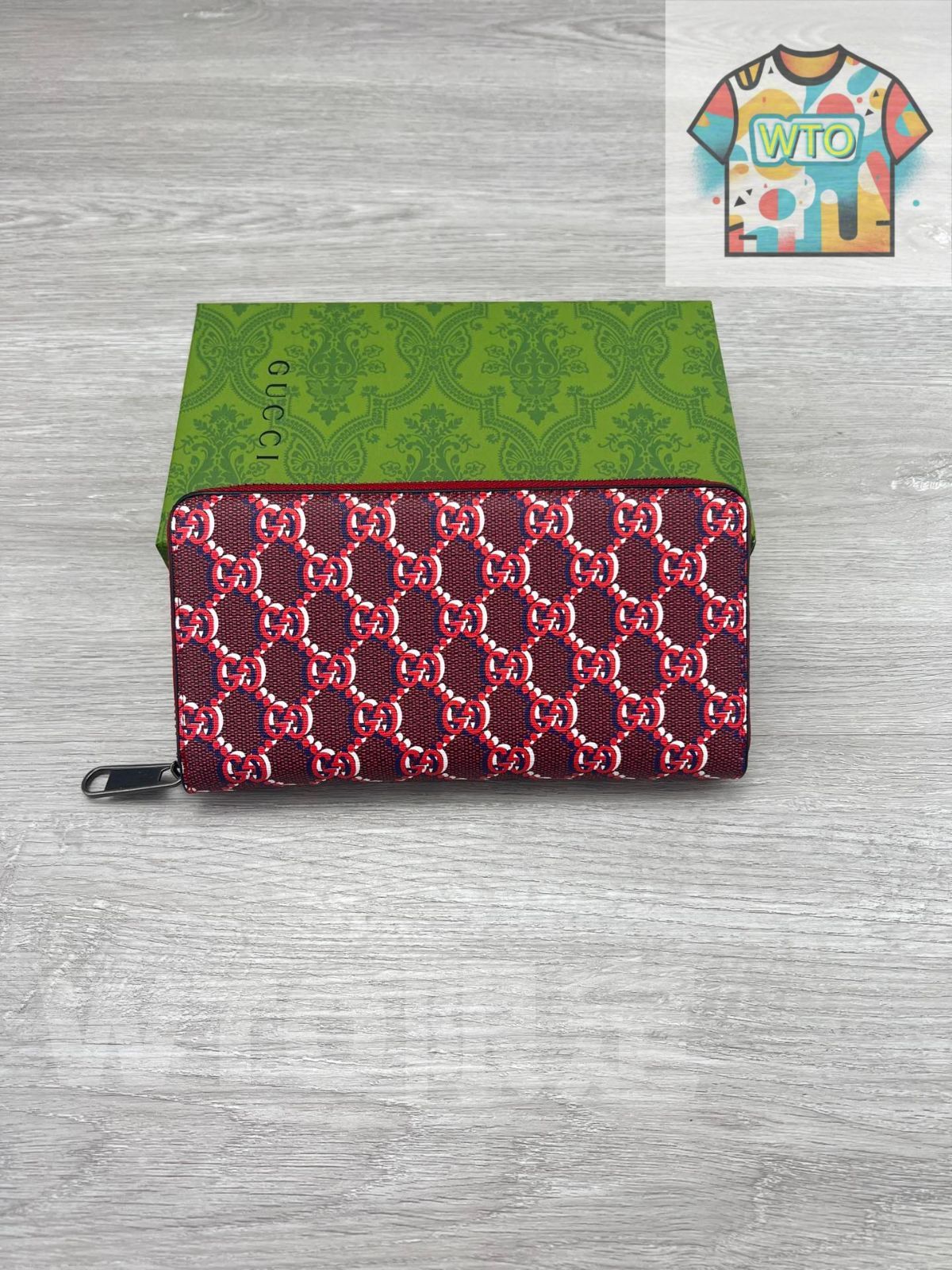 WTO通販 GGシャドウ フルジップウォレット レッド デザイン -WTO輸入-MNN72