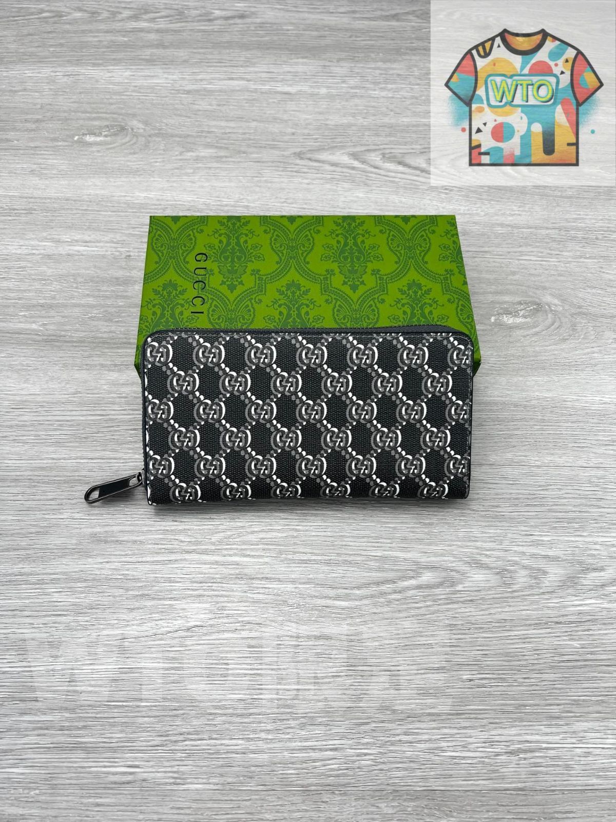 GGシャドウ フルジップウォレット ダークグレー デザイン