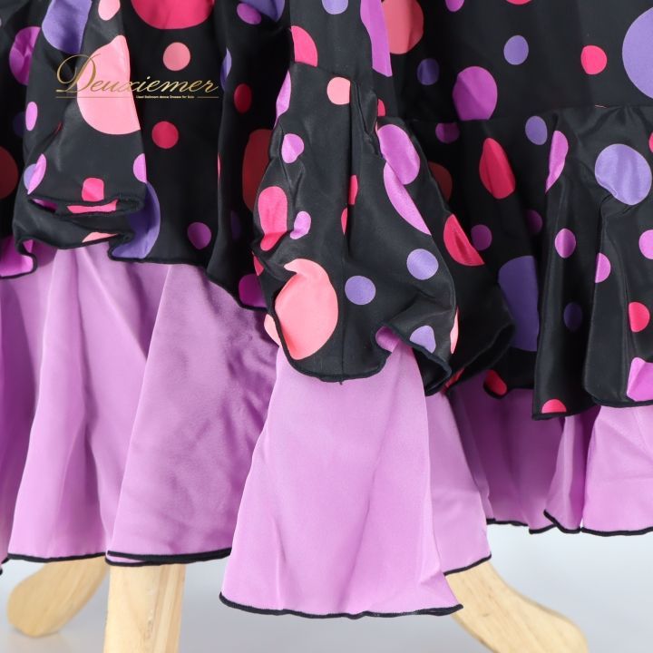 フラメンコ 衣装 ツーピース セットアップ 黒 紫 ピンク ファルダ