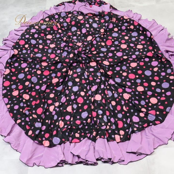 フラメンコ 衣装 ツーピース セットアップ 黒 紫 ピンク ファルダ