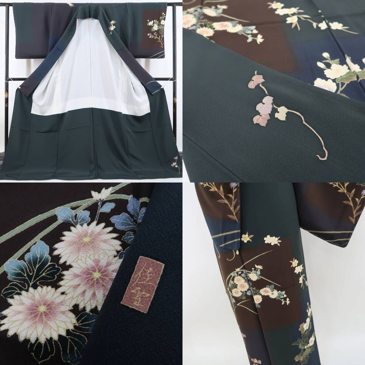 ❁tomihisa❁美品 十日町友禅 阿部佳雪 落款“染め花に我が身を重ねて