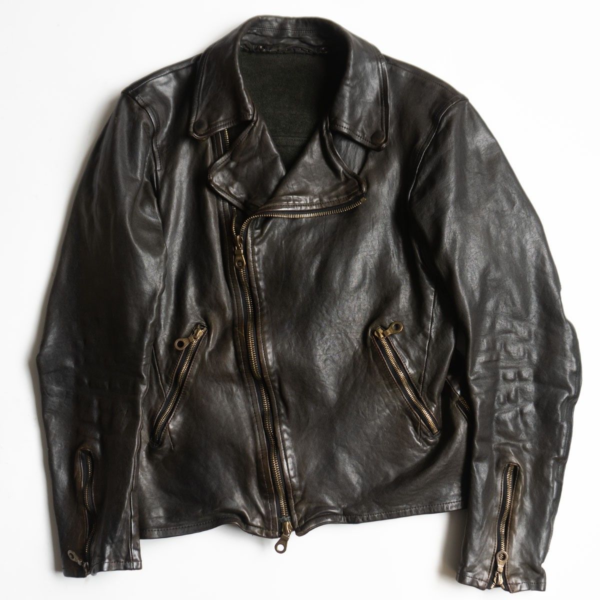 希少 ISAMUKATAYAMA BACKLASH ライダースジャケット 牛革 ISAMU KATAYAMA BACKLASH バックラッシュ ジャパンショルダー 製品染め