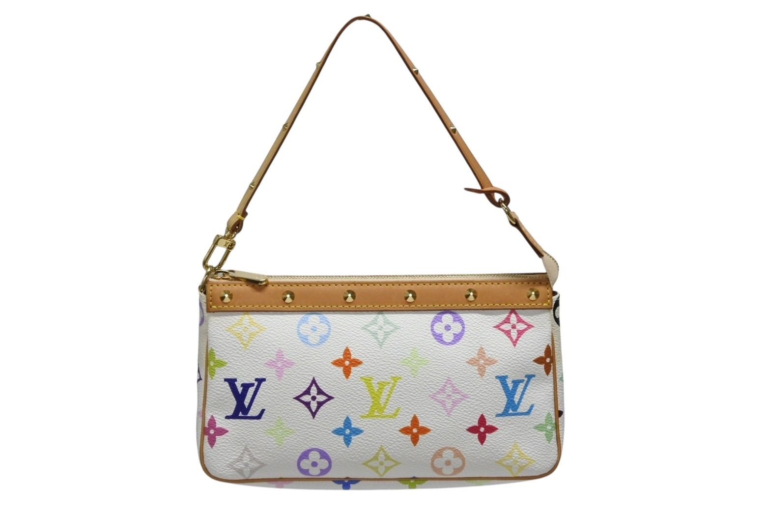 LOUIS VUITTON ルイヴィトン ポシェット アクセソワール ポーチ M92649 ホワイト マルチ 村上隆 4b009083