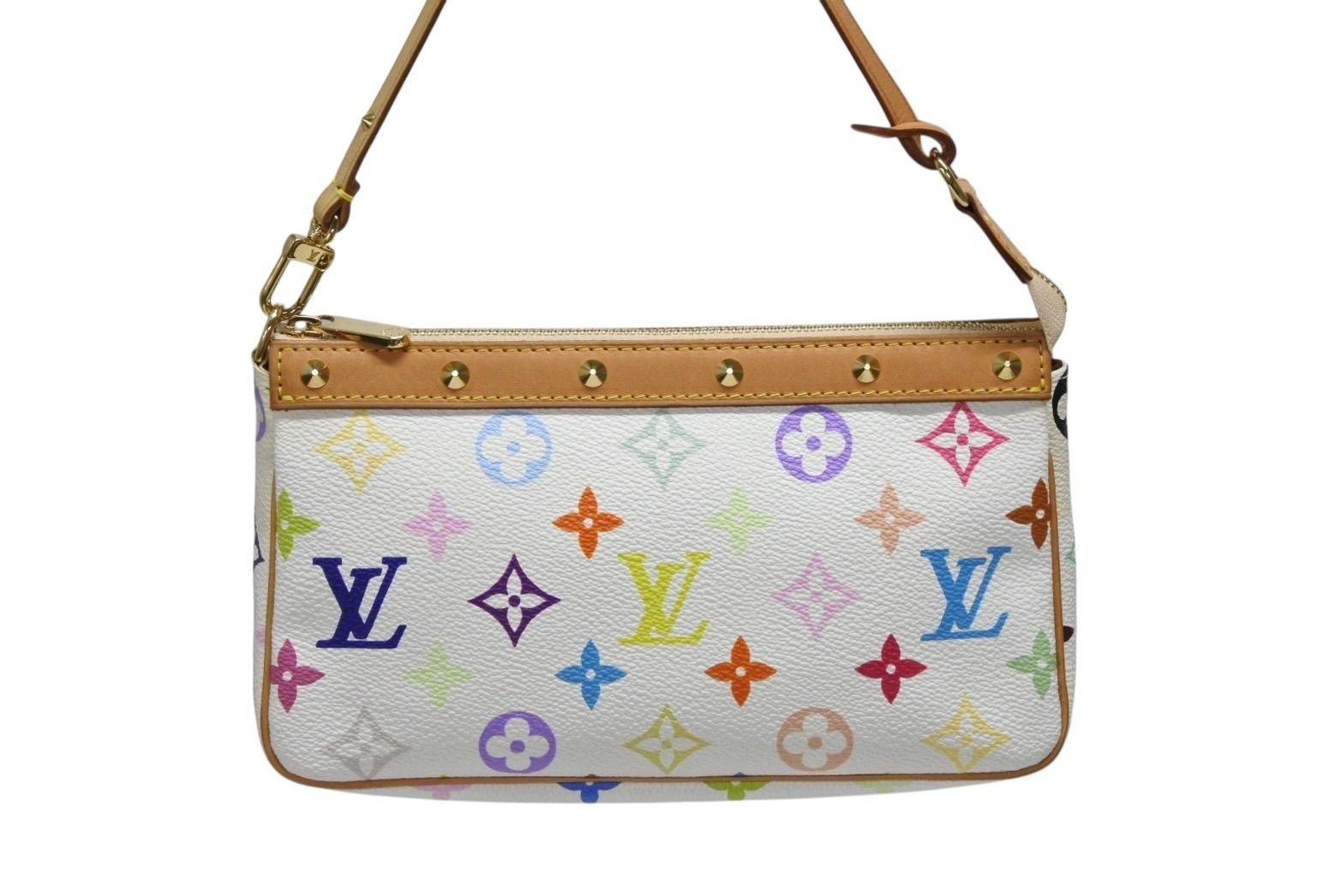 LOUIS VUITTON ルイヴィトン ポシェット アクセソワール ポーチ M92649 ホワイト マルチ 村上隆 4b009083