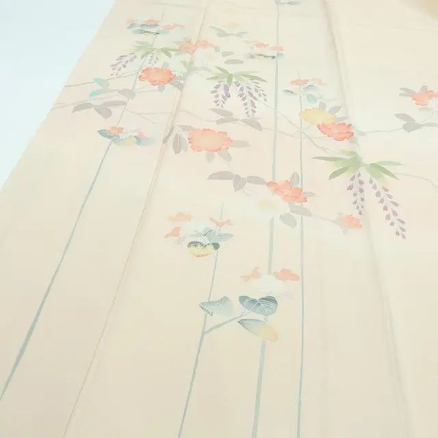 百華❀Y3849◇美品 正絹 手描き友禅 手縫い仕立て 訪問着 着物 単品