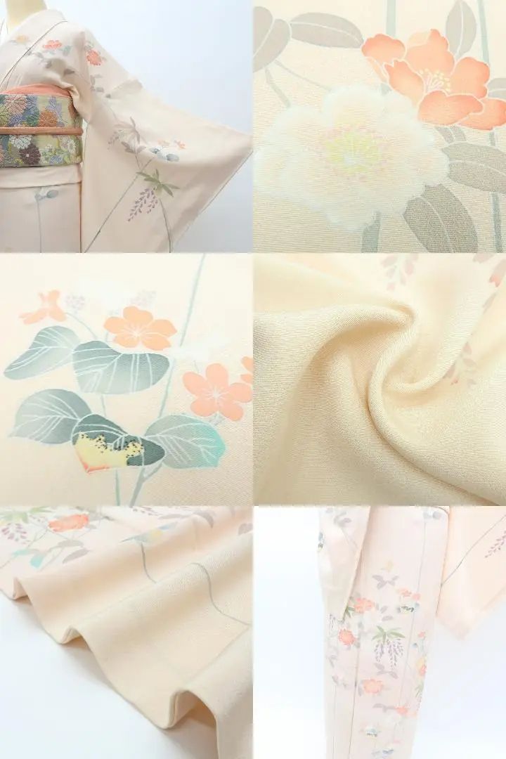 Y-204◇美品 正絹 手描き友禅 手縫い仕立て 訪問着 着物 百華❀Y3849◇美品 正絹 手描き友禅 手縫い仕立て 訪問着 着物 単品