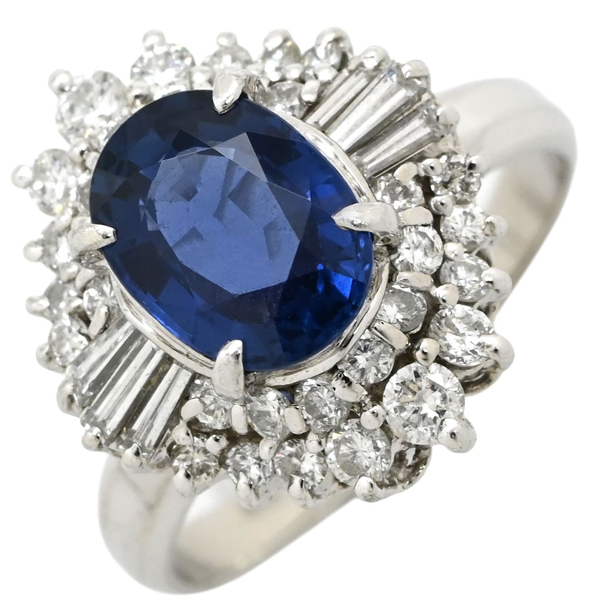 リング 指輪 ブルーサファイア ダイヤリング Pt900 サファイア ダイヤモンド プラチナシルバー 青 14号