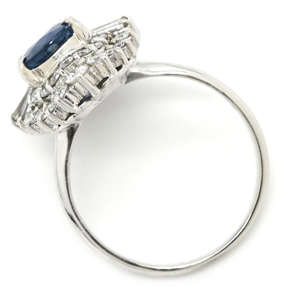 リング 指輪 ブルーサファイア ダイヤリング Pt 900 サファイア ダイヤモンド プラチナシルバー 青 14号