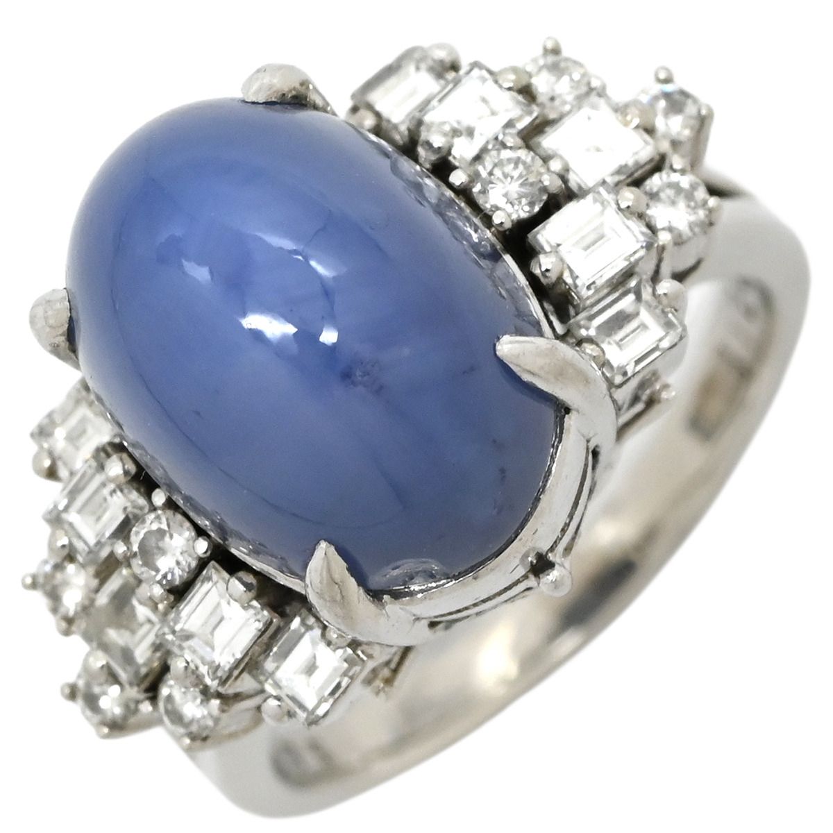 リング 指輪 スターサファイア ダイヤリング Pt900 サファイア ダイヤモンド プラチナシルバー 青 11.5号