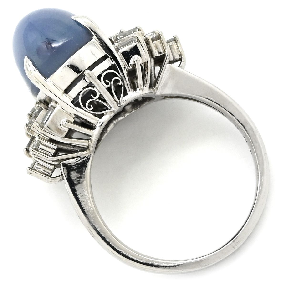 リング 指輪 スターサファイア ダイヤリング Pt 900 サファイア ダイヤモンド プラチナシルバー 青 11.5号