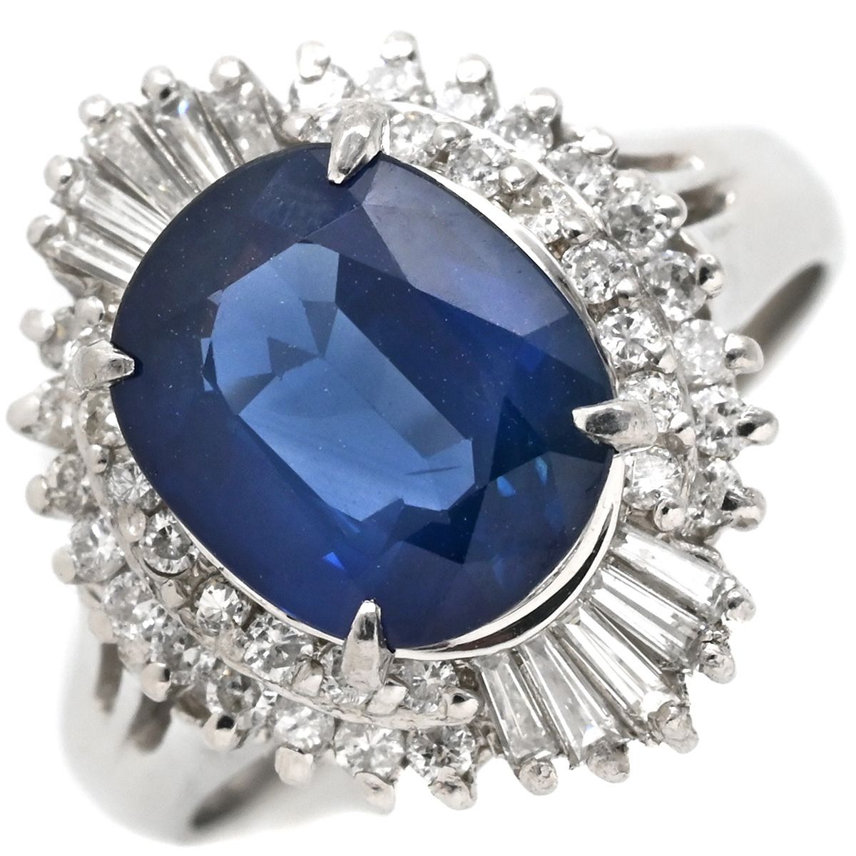 リング 指輪 ブルーサファイア ダイヤリング Pt900 サファイア プラチナシルバー 青 10号