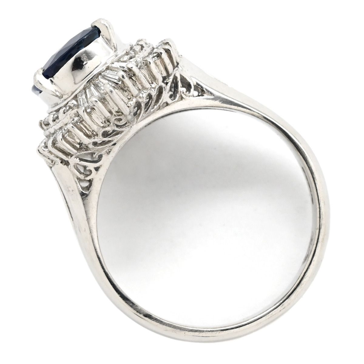 リング 指輪 ブルーサファイア ダイヤリング Pt 900 サファイア プラチナシルバー 青 10号