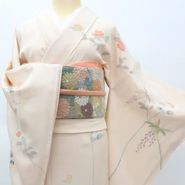 百華❀Y3849◇美品 正絹 手描き友禅 手縫い仕立て 訪問着 着物 単品