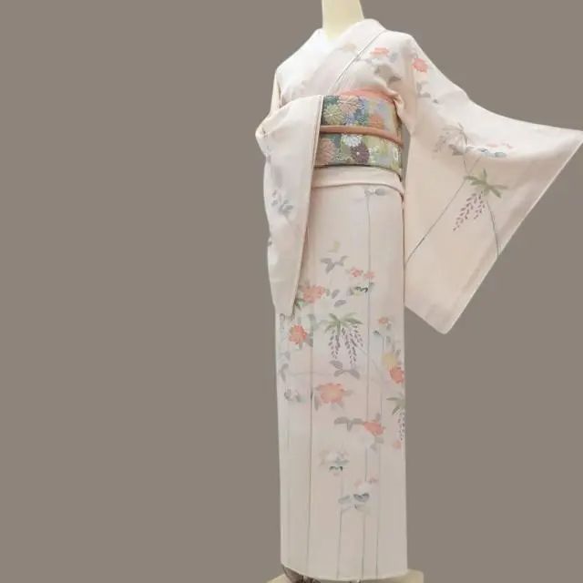 百華❀Y3849◇美品 正絹 手描き友禅 手縫い仕立て 訪問着 着物 単品