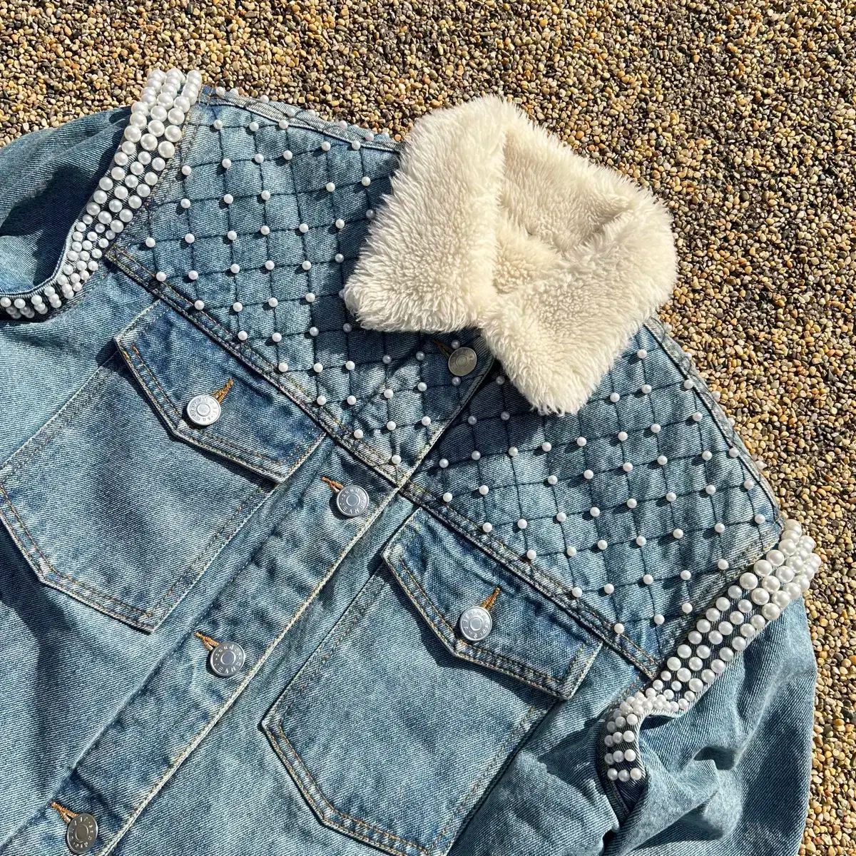 Sandro デニム Shearling ジャケット