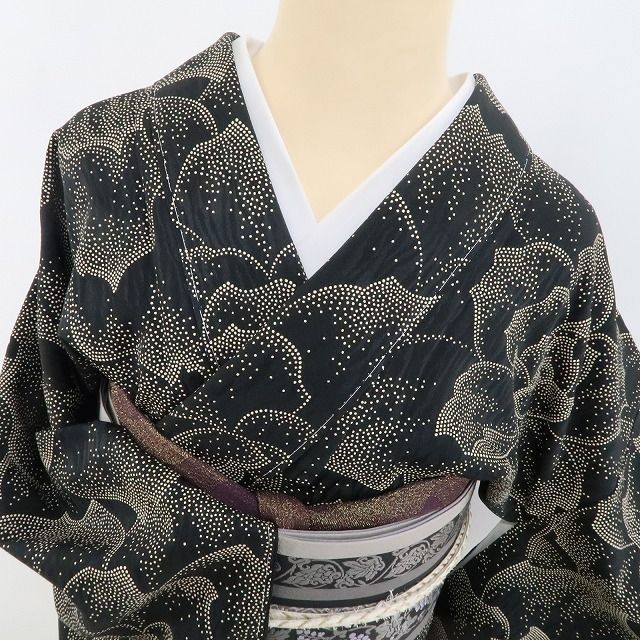 ❁tomihisa❁新品 印伝 薔薇 着物 正絹 仕付け糸付“いつまでも