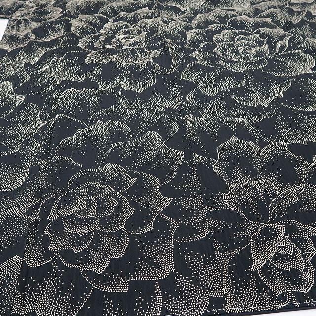 ❁tomihisa❁新品 印伝 薔薇 着物 正絹 仕付け糸付“いつまでも