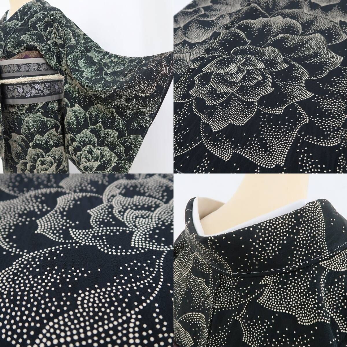 ❁tomihisa❁新品 印伝 薔薇 着物 正絹 仕付け糸付“いつまでも