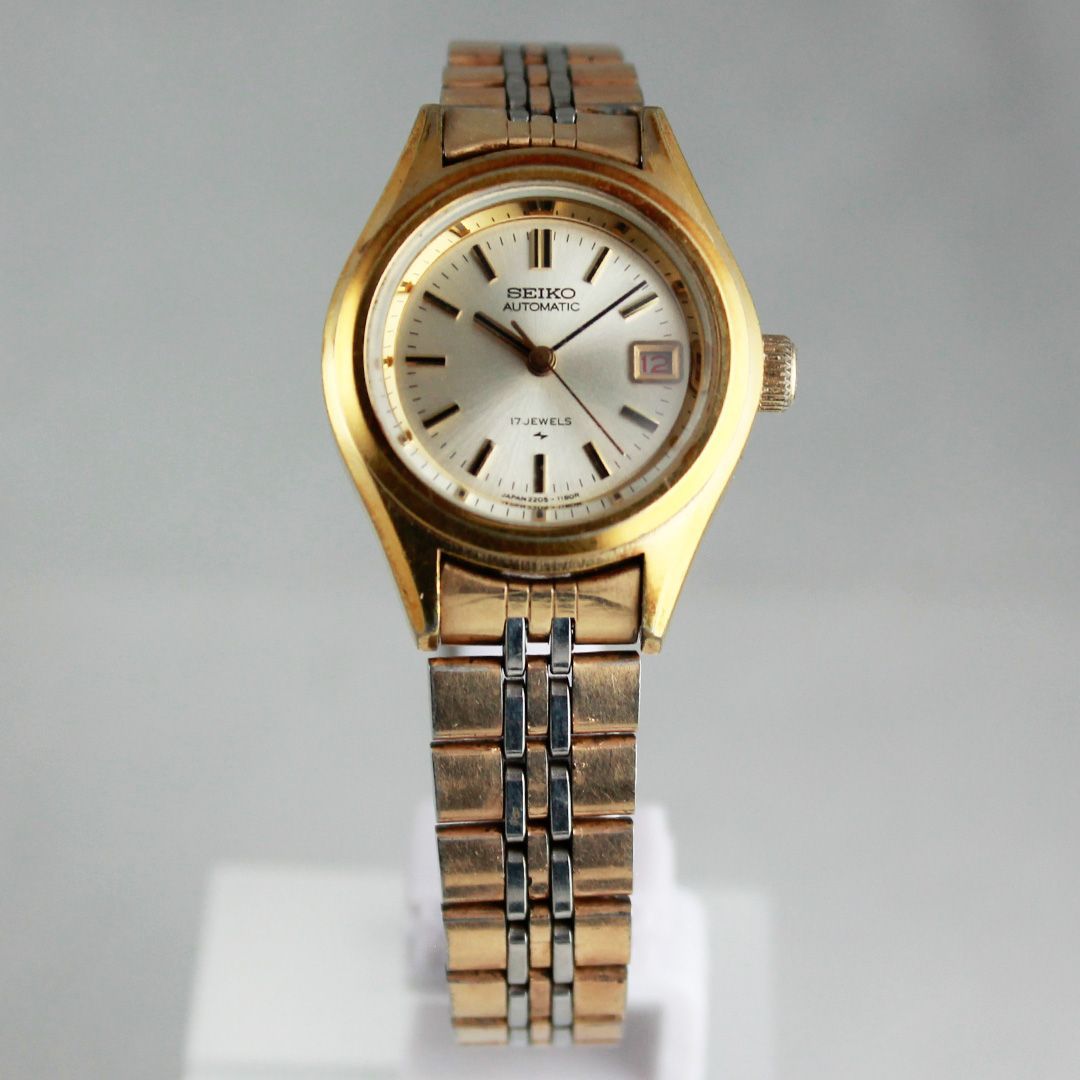 T 50 SEIKO セイコー 2205-0691 オートマチック 自動巻き レディース 腕時計 シルバー ゴールド コンビ ミニケース ヴィンテージ 上品 クラシック 銀座サコム堂