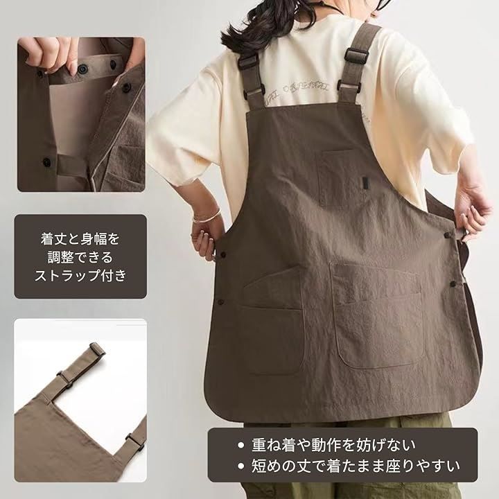 TUISKU アウトドア エプロン ワークエプロン ショート丈 両面 キャンプ