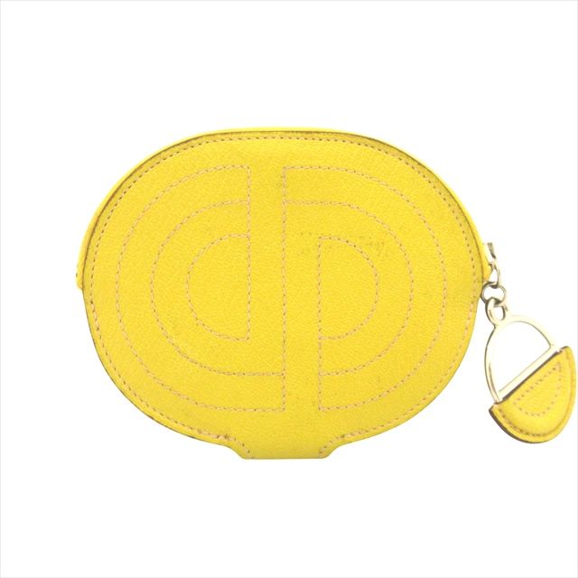 エルメス HERMES イン ザ ループ コインケース 財布 小銭入れ カードケース シェーヌダンクル シェーブル レザー 山羊革 D刻印 2019年製 黄 イエロー メンズ レディース 11