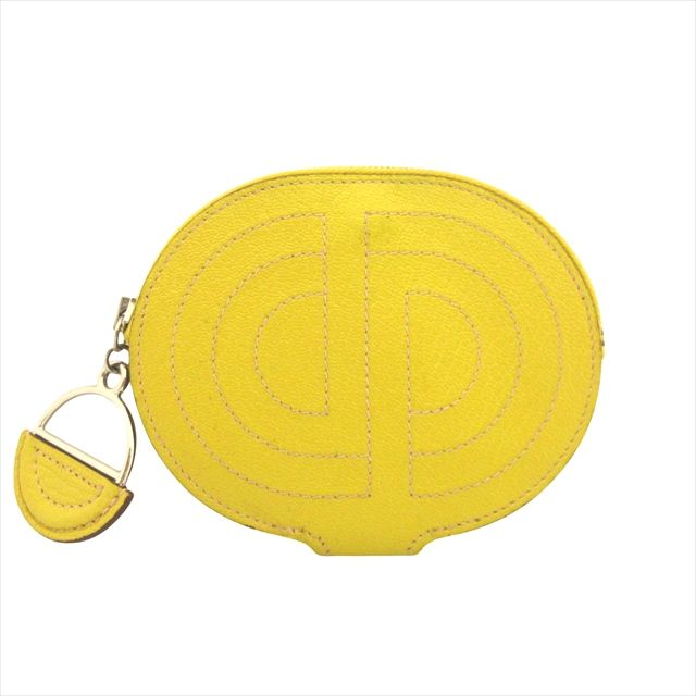 エルメス HERMES イン ザ ループ コインケース 財布 小銭入れ カードケース シェーヌダンクル シェーブル レザー 山羊革 D刻印 2019年製 黄 イエロー メンズ レディース 11