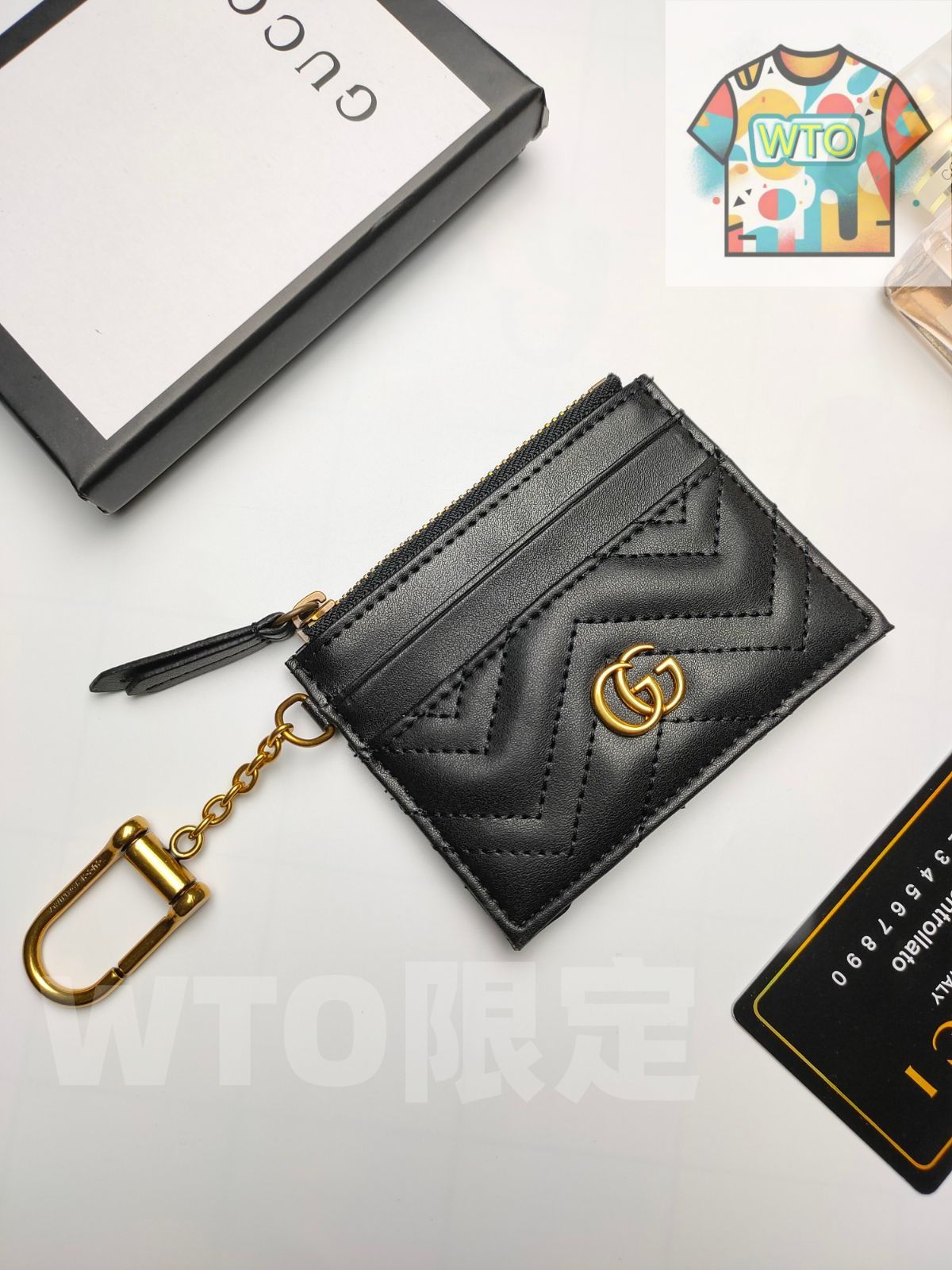 GUCCI GG Marmont カードケース 10×7.5×1cm キルティングレザー