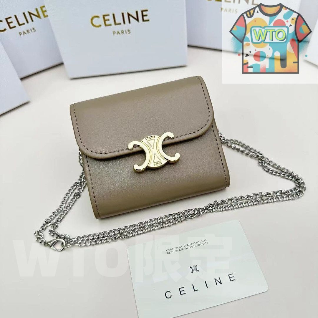 Celine トリオンフ チェーンウォレット 10783 本革&チェーン付き マルチ使い -WTO輸入-GOF02