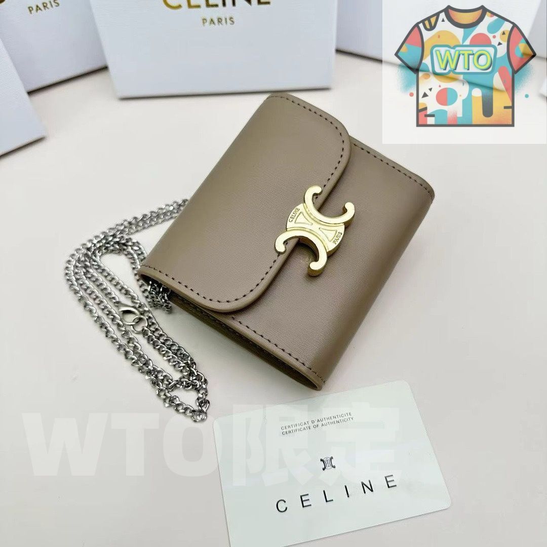 Celine トリオンフ チェーンウォレット 10783 本革&チェーン付き マルチ使い -WTO輸入-GOF02