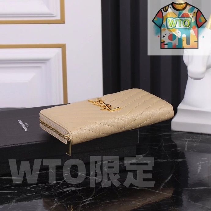 【ホットアイテム】 WTO通販 Y家 人気爆発ウォレット Vラインシングルジップ キャビアホワイトゴールドボタン 高品質で使い勝手抜群 -WTO輸入-UTK12 才能