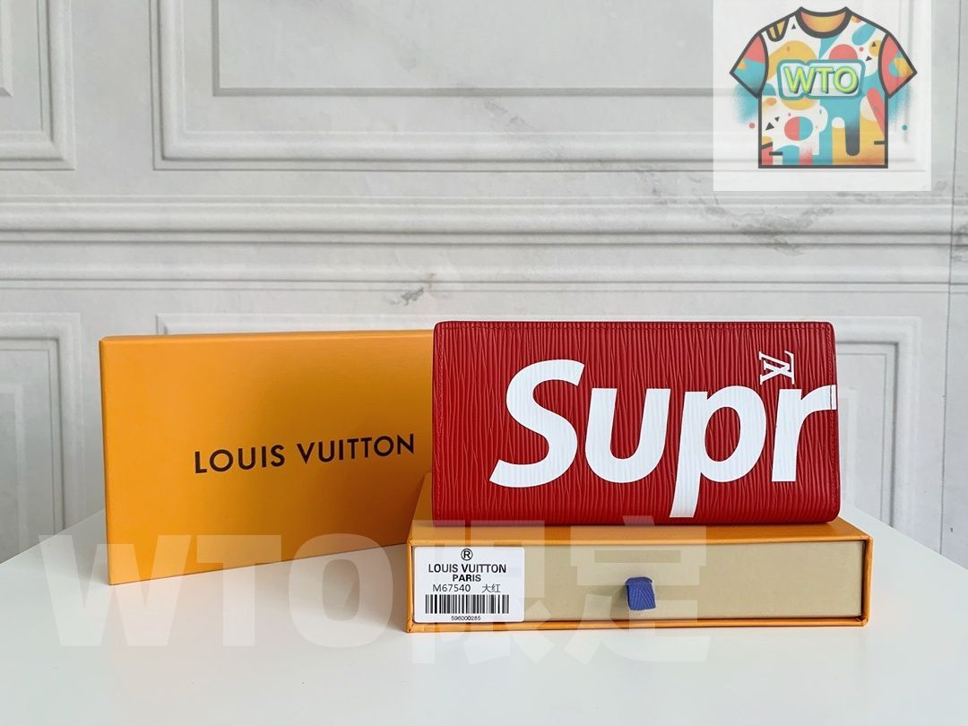 LV x Supreme コラボ ZIPPY ORGANIZER 長財布 エピレザー製 デザイン -WTO輸入-KVT17