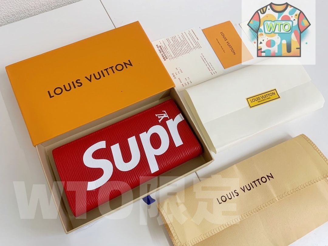 LV x Supreme コラボ ZIPPY ORGANIZER 長財布 エピレザー製 デザイン -WTO輸入-KVT17