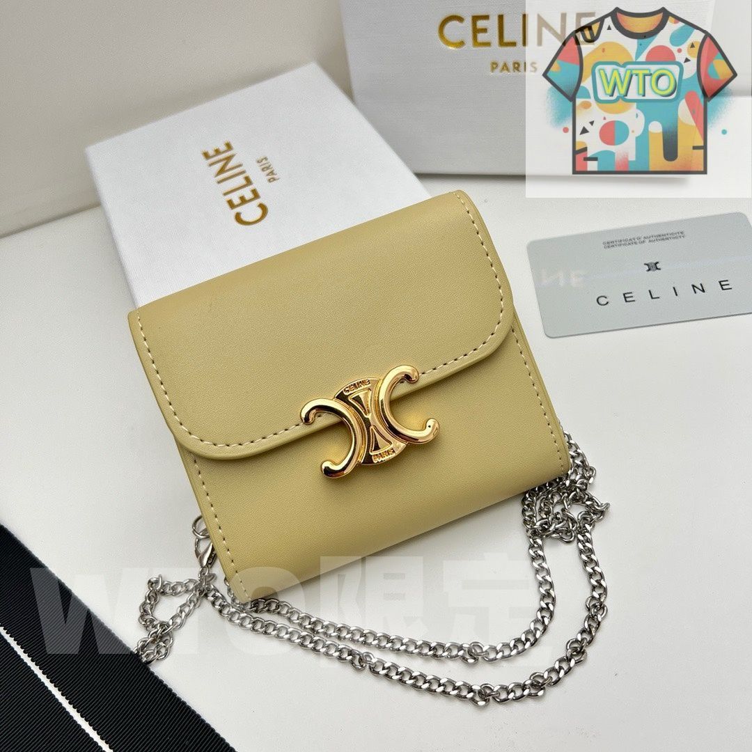 Celine トリオンフ チェーンウォレット 10783 本革&チェーン付き マルチ使い -WTO輸入-RHI78