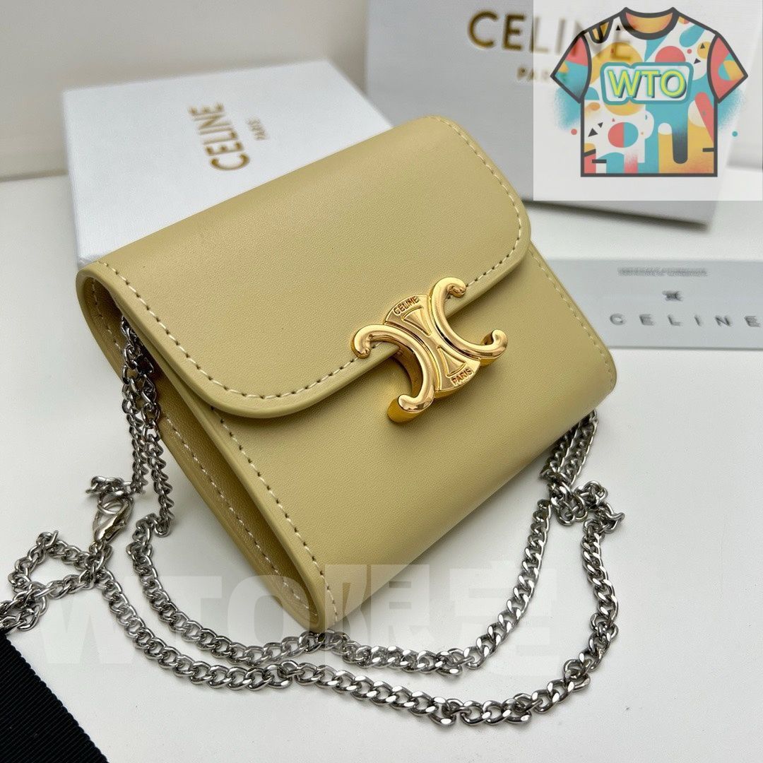 Celine トリオンフ チェーンウォレット 10783 本革&チェーン付き マルチ使い -WTO輸入-OIP75